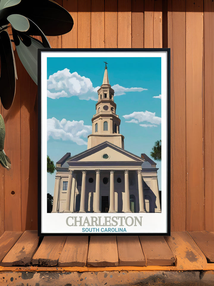 Elegant St. Michaels Church wall art showcasing the timeless beauty and historic charm of Charlestons famous landmark ideal for personalized gifts and unique home decor that celebrates the citys heritage