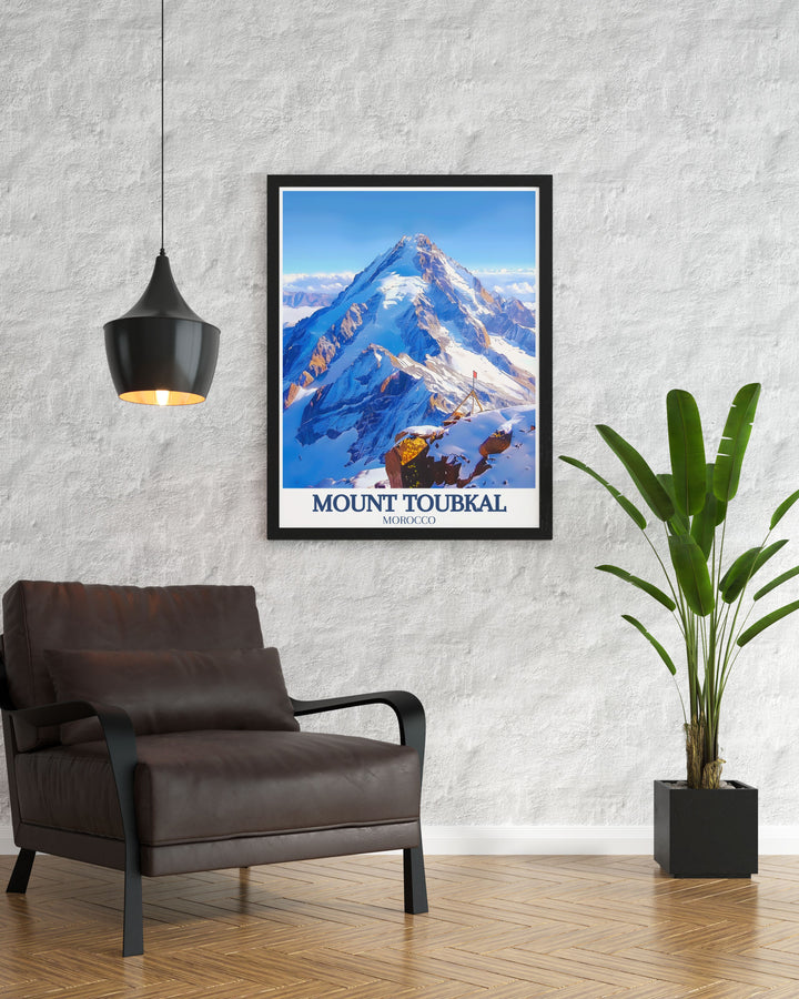 Enhance your living space with a High Atlas mountains poster featuring the serene and rugged terrain of Moroccos iconic region perfect as a Moroccan gift or for personal decor this print adds elegance and adventure to any room.