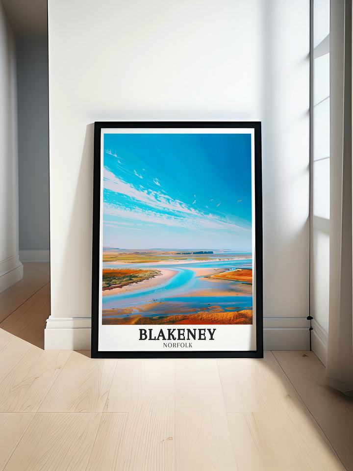 The Norfolk Coast Path Wall Poster highlights the peaceful scenery of Blakeney Point and its surroundings, offering a detailed view of one of Englands most scenic trails. This travel print is perfect for those who love nature and adventure.