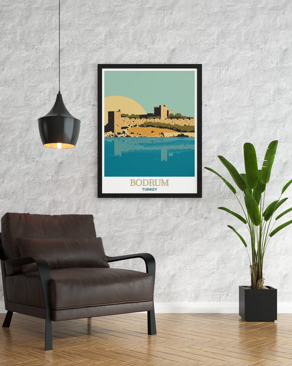 Turkey travel art featuring Bodrum Castle a historic landmark in Bodrum Turkey ideal for travelers and history lovers. This Bodrum wall art captures the architectural splendor of the castle offering a sophisticated addition to any living room or study.