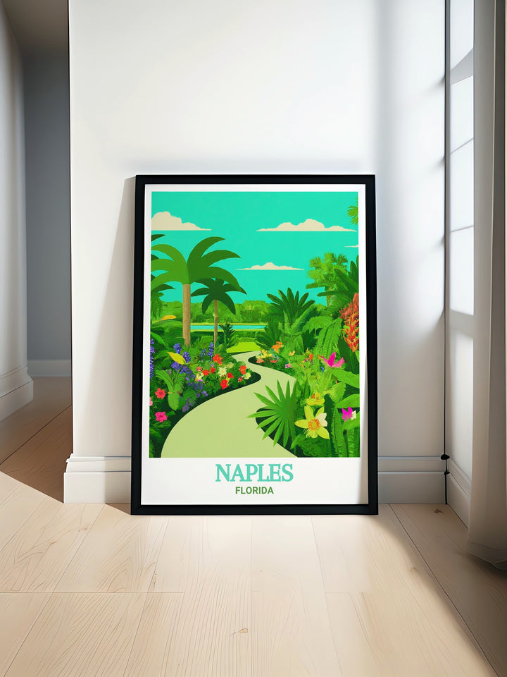 Naples Florida Travel Print captures the essence of this beautiful coastal city, known for its upscale lifestyle and scenic waterfronts. This print is perfect for those who want to bring a piece of Naples, Florida, into their home.