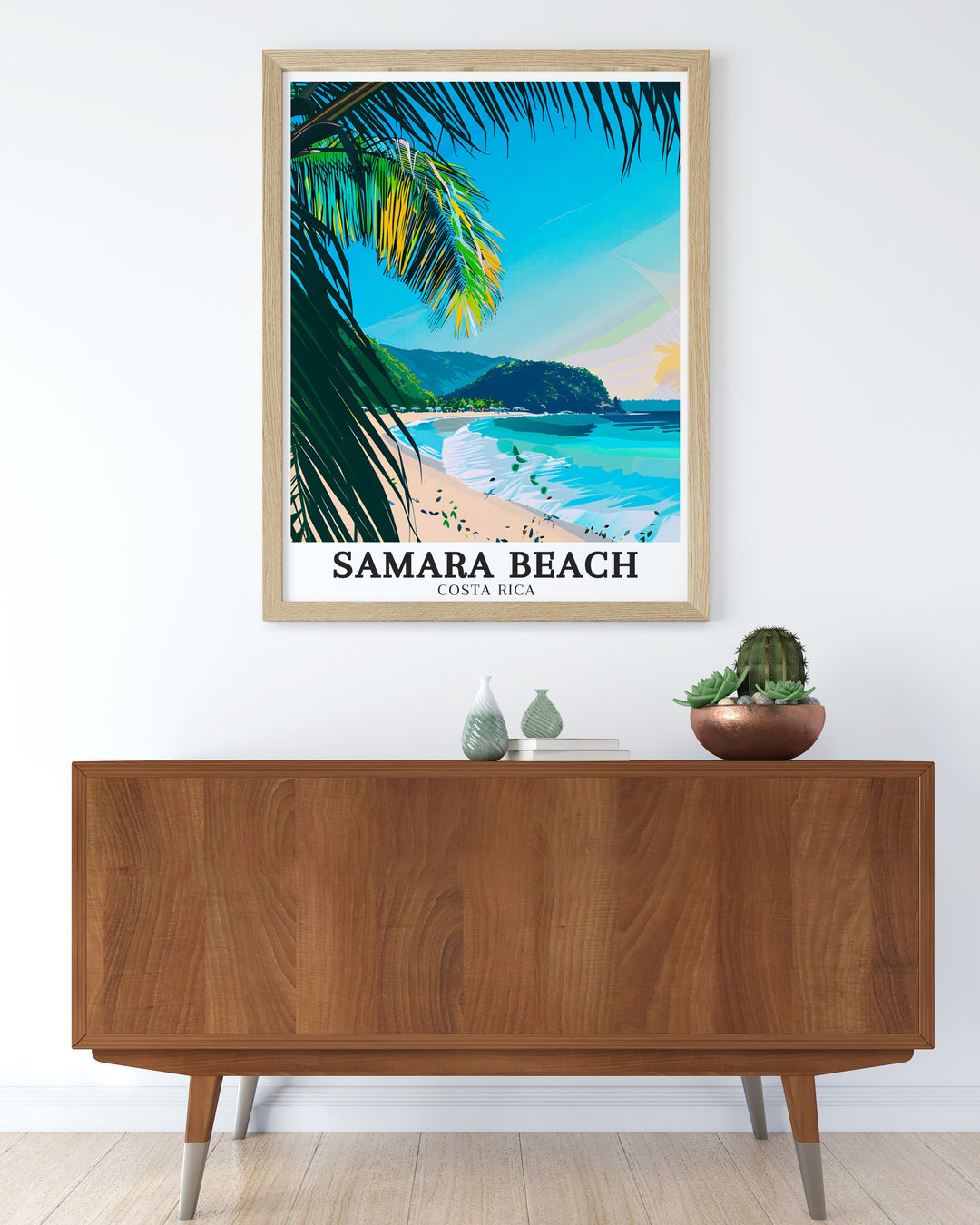 This travel print of Samara Beach and nearby Playa Garza and Garza Contadora Island offers a calming coastal view, perfect for enhancing any living space. Ideal for gifting or as a travel inspired addition to your wall art collection.