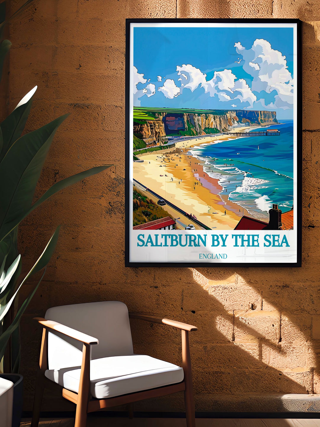 Saltburn Beach wall art featuring Saltburn Funicular Saltburn Cliff Lift and Saltburn Railway bringing the beauty of Saltburn Yorkshire into your home a must have for anyone looking to enhance their decor with a touch of coastal elegance