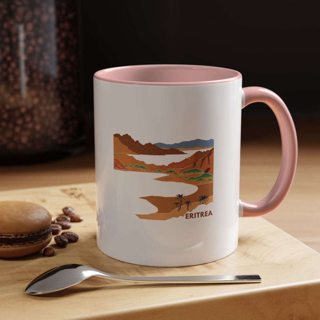 Add Eritrea’s beauty to your collection with this ceramic mug. Featuring vibrant artwork and crafted for durability, it is dishwasher-safe and perfect for coffee or tea lovers. A thoughtful keepsake for travelers and collectors.