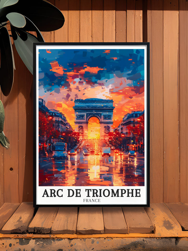 Elevate your living space with Paris Art Posters that highlight the grandeur of the Arc de Triomphe framed by Champs Elysees Place de lEtoile these modern prints add a touch of Parisian charm to your home decor making it both elegant and inviting