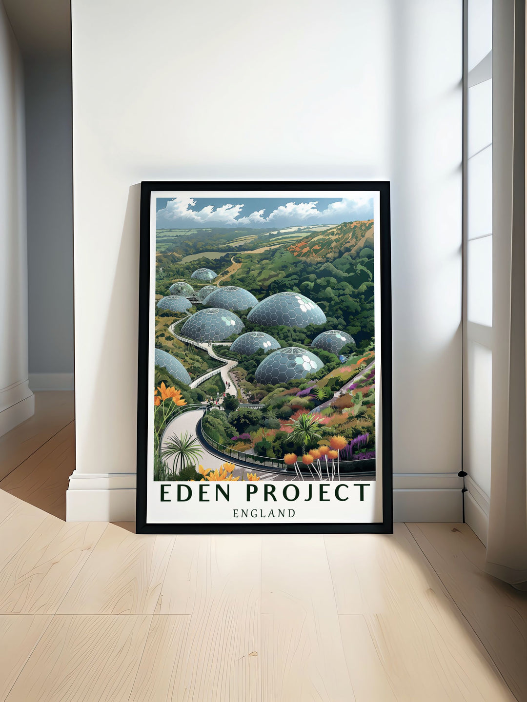 Eden Project wall art featuring vibrant botanical displays ideal for adding a touch of nature to your home decor perfect for nature lovers and those who appreciate stunning gardens. Enhance your living space with this beautiful Eden Project print.