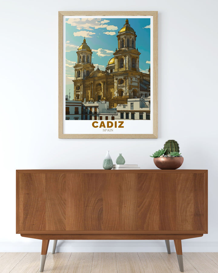 Transform your space with Cadiz Cathedral modern prints. These Spain travel prints capture the majestic architecture of Cadiz Cathedral, offering a stylish addition to any home. Perfect for those who love Spanish culture and history, these prints make an exquisite decor piece.