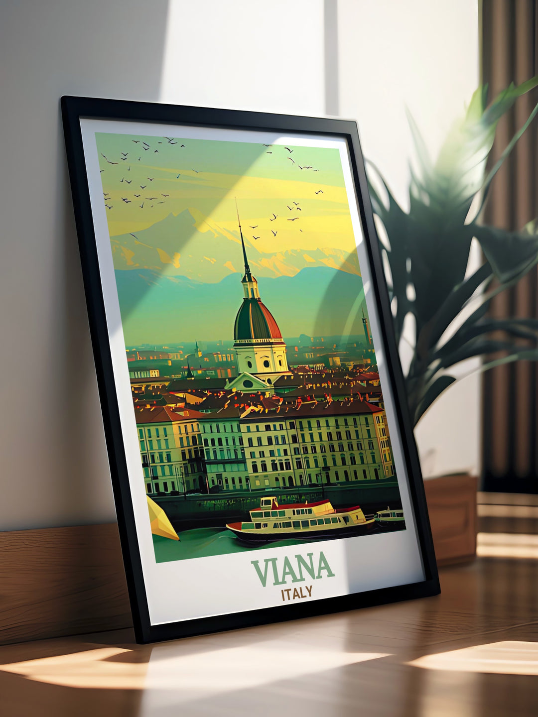 Stunning Viana Do Castelo art print and Mole Antonelliana artwork perfect for lovers of Portugal travel art and Italian architecture brings vibrant colors and historic landmarks to life in an elegant way that enhances any modern or classic interior.