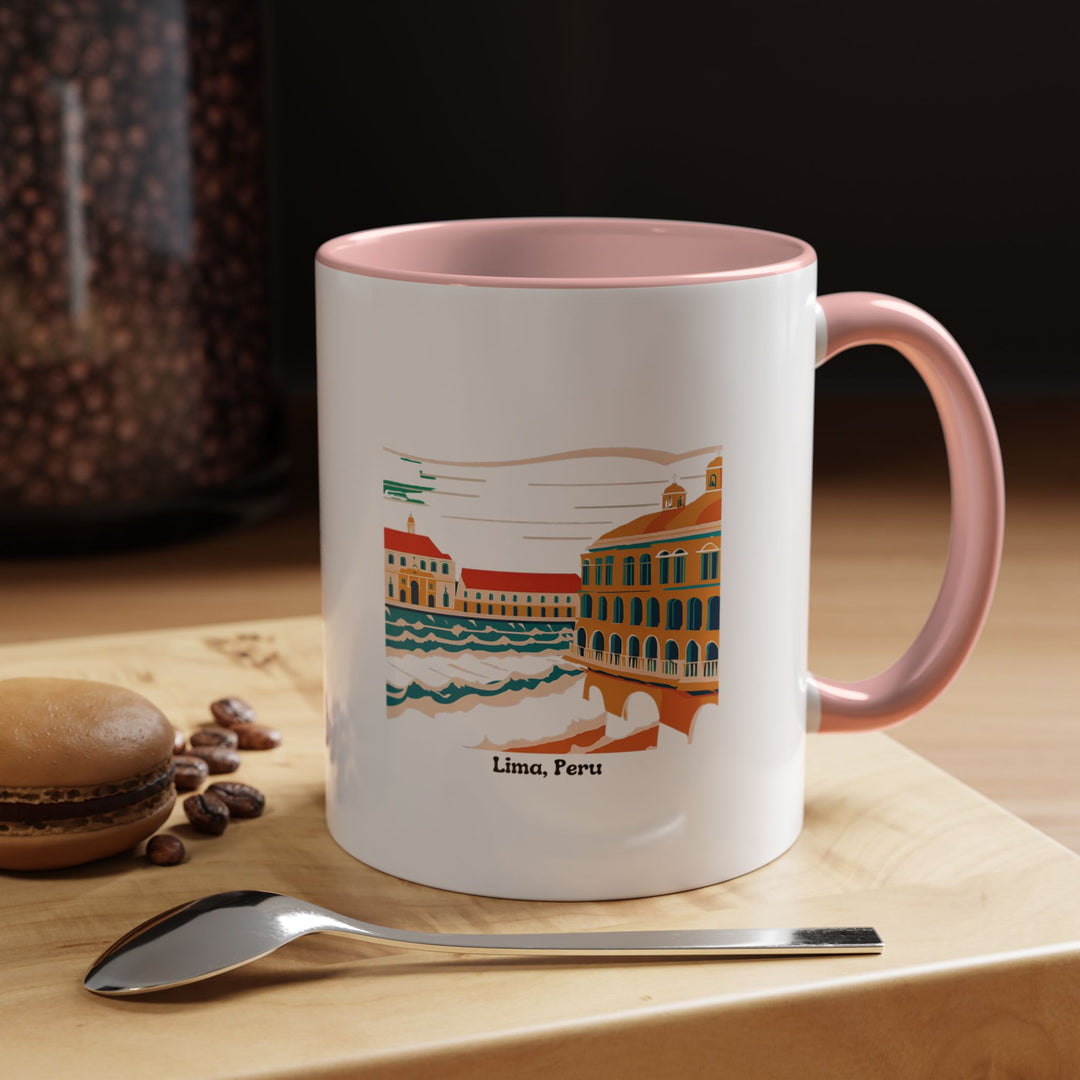 A stunning Lima Peru Mug with intricate designs capturing the beauty and cultural richness of Lima. This dishwasher-safe ceramic mug is ideal for coffee lovers and makes a thoughtful gift for travelers and collectors.