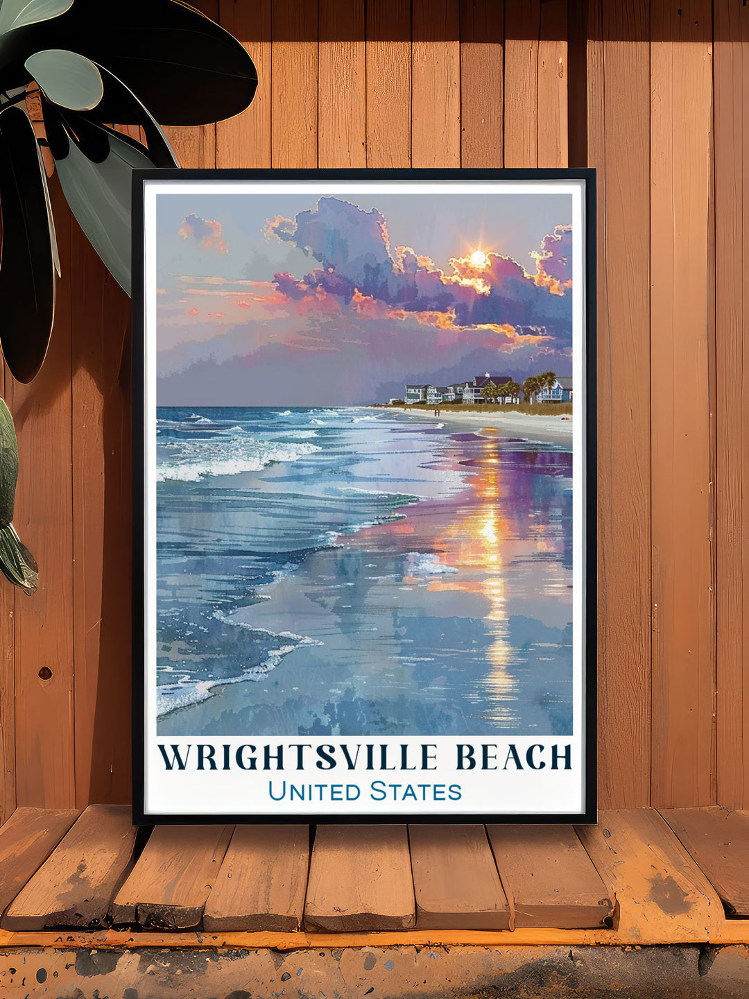 Captivating gallery wall art of Wrightsville Beach, North Carolina, showcasing the beachs pristine shores and vibrant community. This piece adds a touch of coastal elegance and Southern charm to your home or office, celebrating one of North Carolinas most beloved destinations.