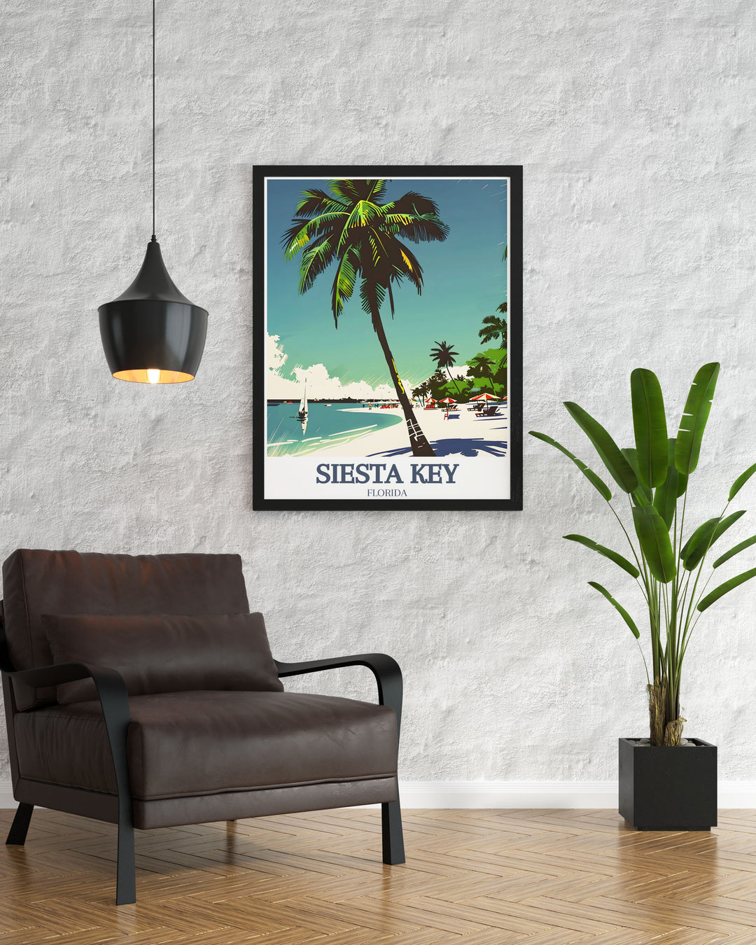 Captivating Siesta Key Poster Print showcasing the picturesque landscape of Siesta Beach Crescent Beach with vibrant colors and intricate details making it a stunning piece of Florida travel art.