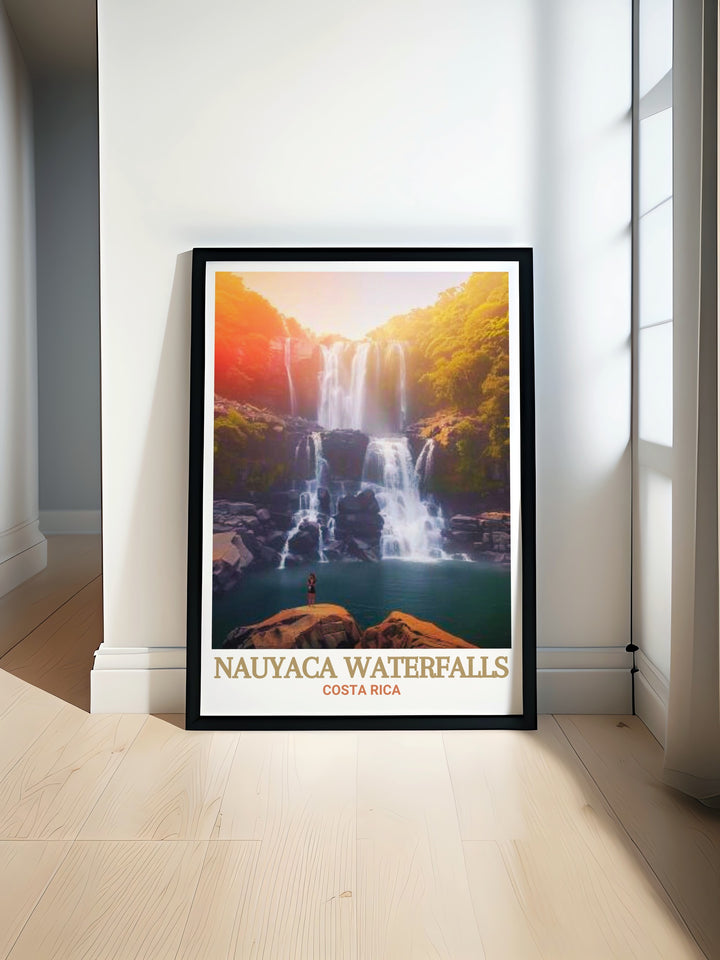 Beautiful depiction of Nauyaca Waterfalls in Costa Rica perfect for adding a touch of nature to your living space ideal as a Costa Rica gift or decor piece this stunning wall art print captures the vibrant colors and tranquil atmosphere of the famous waterfalls