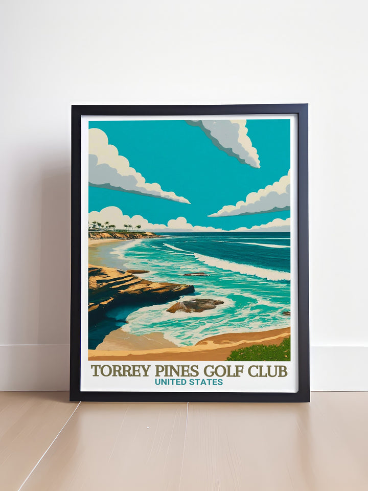 Torrey Pines poster showcasing the picturesque Torrey Pines and La Jolla Shores ideal for mothers day gifts fathers day gifts and Christmas gifts the art print enhances any living space with its elegant and captivating imagery