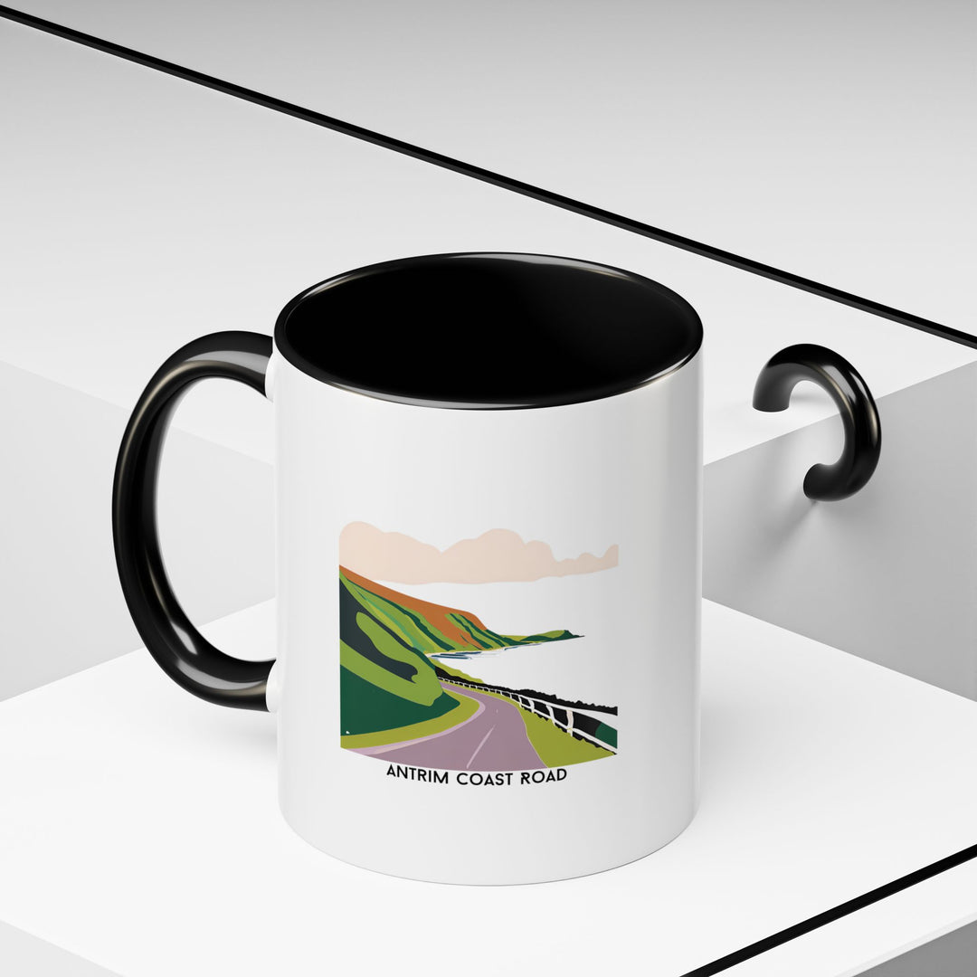 A scenic Antrim Coast Road mug featuring colorful coastal designs on ceramic. Dishwasher and microwave safe for everyday use, this mug is ideal for coffee enthusiasts and makes a wonderful souvenir for those who love Ireland’s natural beauty.