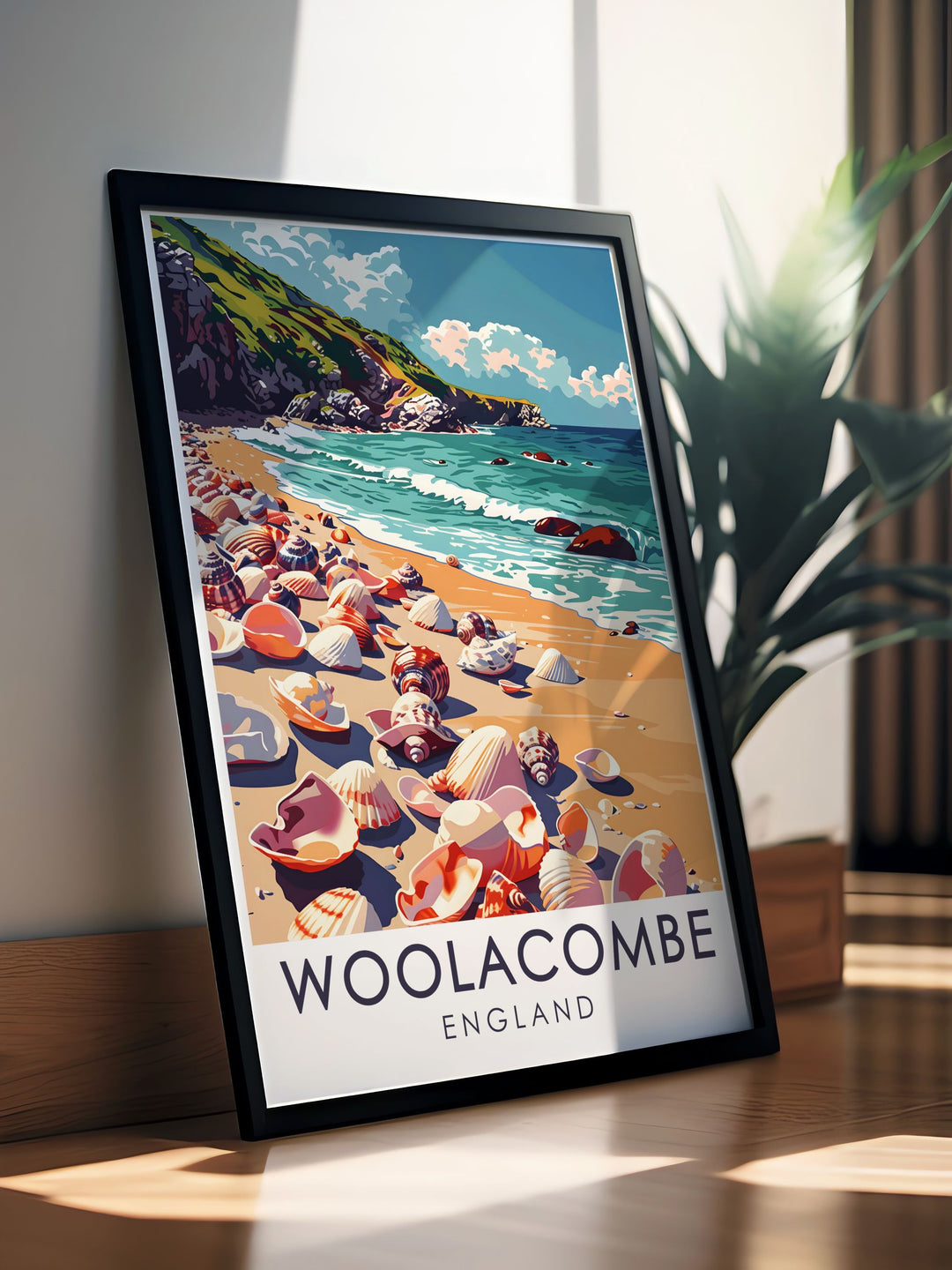 Stunning Barricane Beach modern decor print capturing the breathtaking views of Devon perfect for living room decoration and creating a peaceful ambiance an excellent gift for travelers and beach lovers