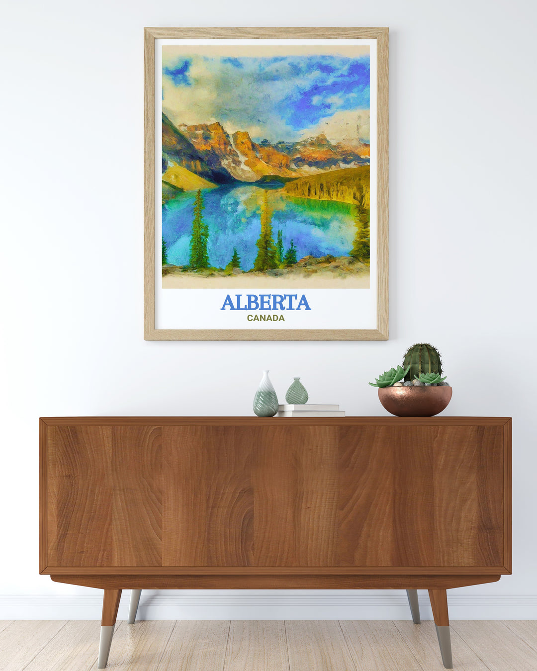 Banff National Park wall art featuring the vibrant colors and stunning scenery of Albertas renowned national park. Ideal for enhancing your space with the beauty of nature.