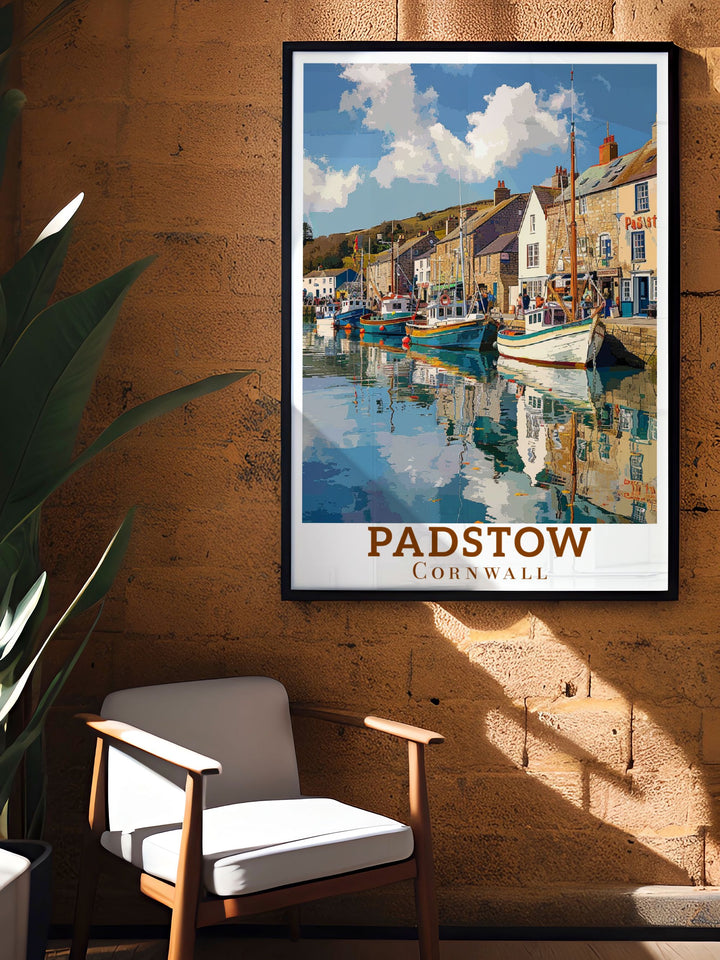 Padstow Wall Art featuring the serene Padstow Harbor ideal for any room in your home perfect addition for Cornwall travel enthusiasts decor stunning coastal views that capture the beauty of the Cornwall seaside and bring elegance to your home