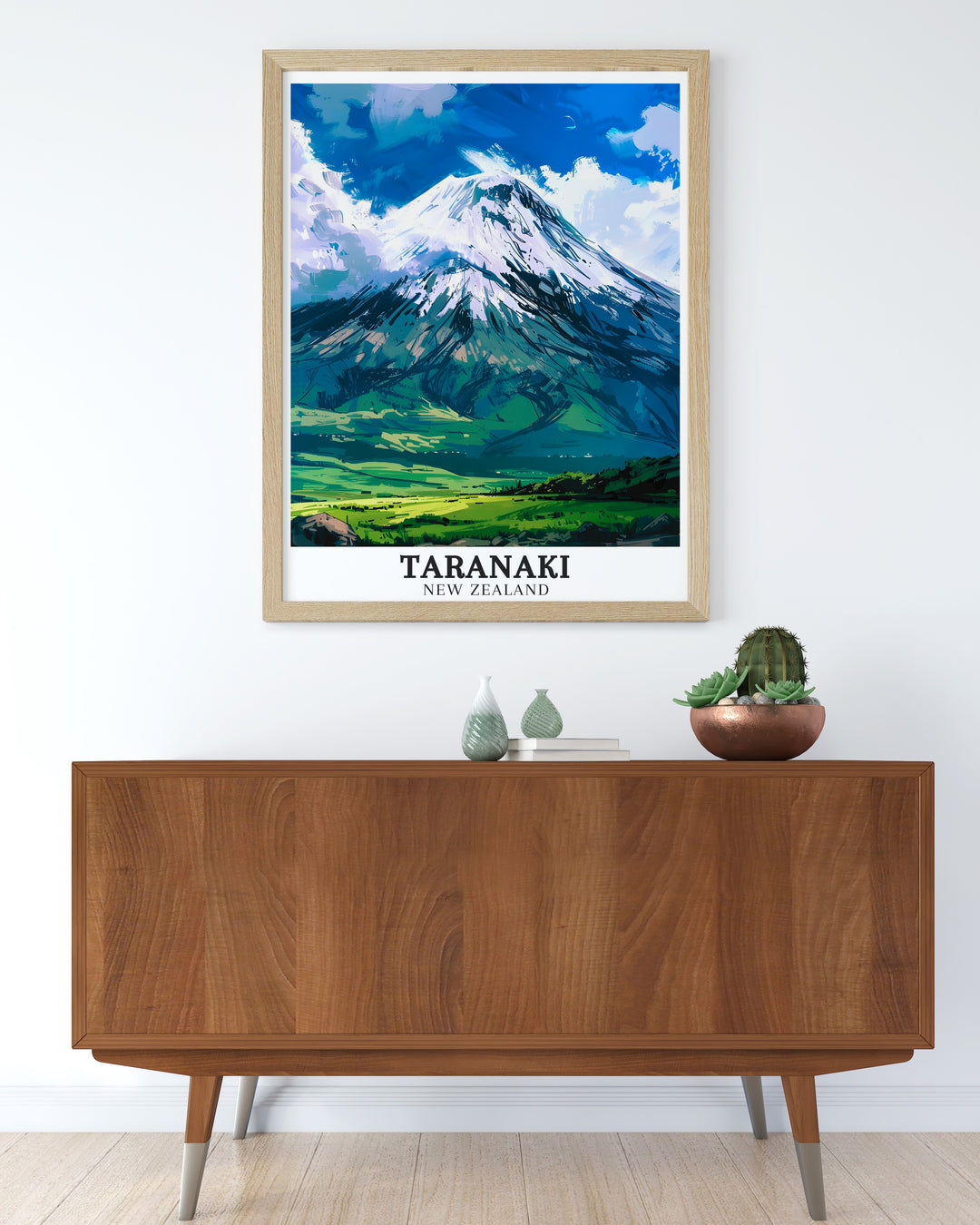 Mount Taranaki print showing the impressive peak within Egmont National Park ideal for perfect wall decor and bringing a touch of New Zealands natural beauty into your space