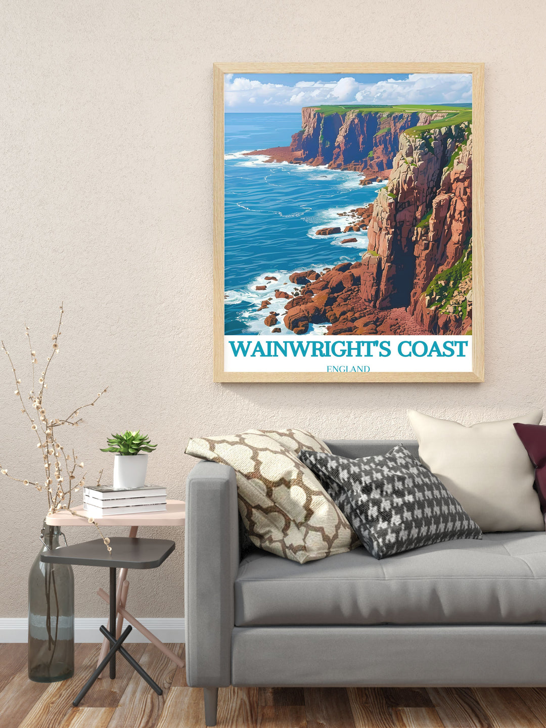 St. Bees Head Modern Art and Wainwrights Coast Print are perfect for those who love the Coast to Coast UK hike and want to bring a piece of it into their home the artwork captures the rugged beauty of the trail from St Bees Cumbria to Yorkshire