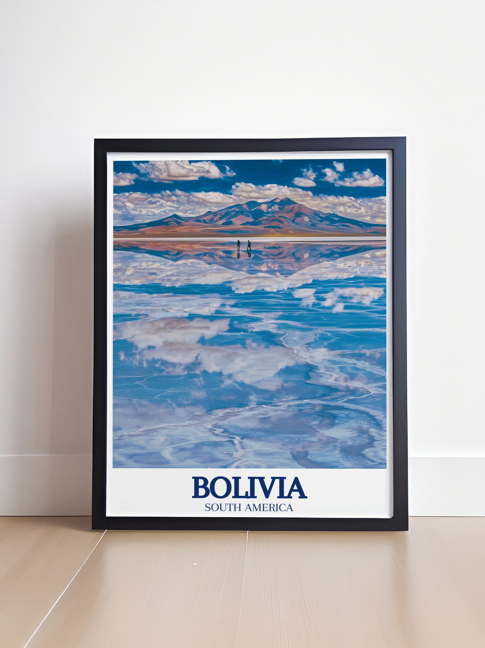 Captivating Bolivia photo showcasing the serene expanse of the Uyuni Salt Flats with the majestic Cordillera Real mountain range perfect for enhancing your living room decor