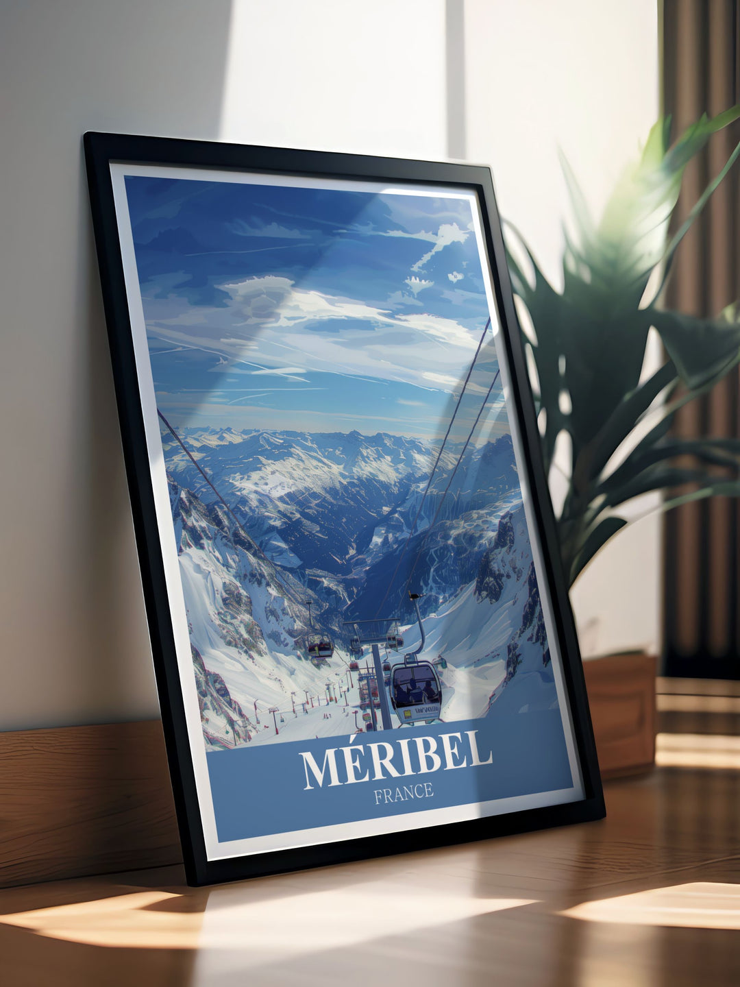 Elegant Mount Vallon modern decor blends retro ski poster charm with contemporary style ideal for snowboard enthusiasts and home decorators