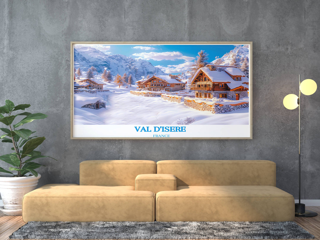 Val dIsère le Fornet French Alps print, offering a stunning visual reminder of one of the worlds best ski destinations. Perfect for decorating your home or office with adventure and elegance.