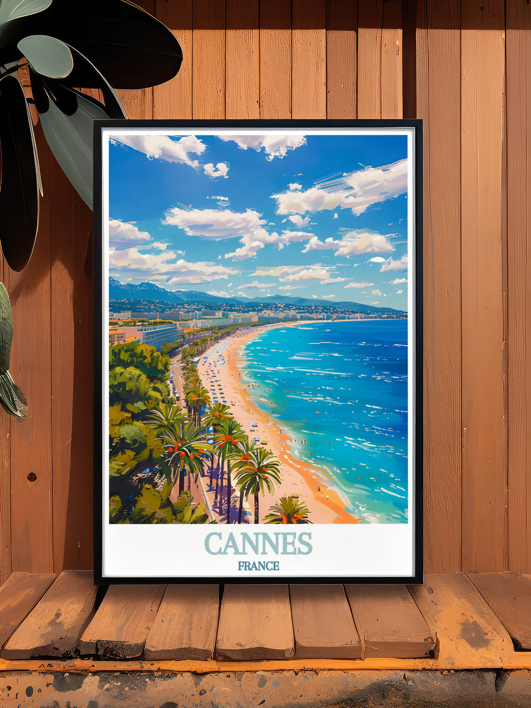 Elegant La Croisette wall art featuring the iconic scenery of Cannes perfect for enhancing your home decor this France travel print is a stunning representation of French charm and sophistication an ideal gift for art lovers and travel enthusiasts