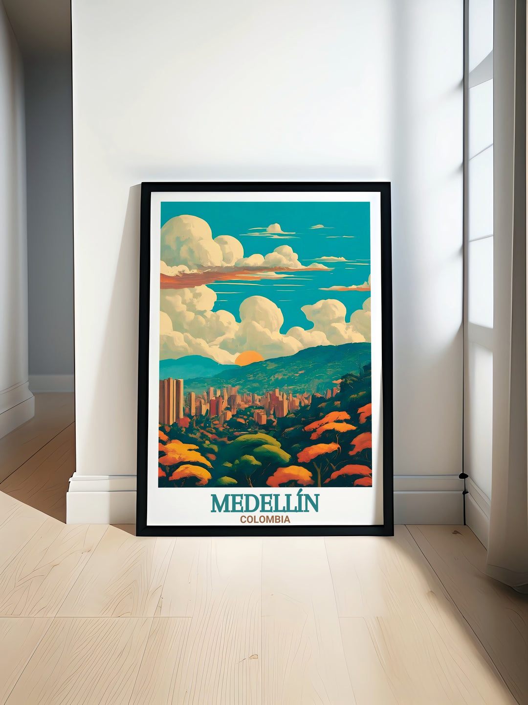 The Medellín Poster captures the dynamic energy of the city and the peaceful nature reserve of Parque Arví. Ideal for those who love to travel and explore new destinations, this framed artwork brings the best of Medellín into your space.