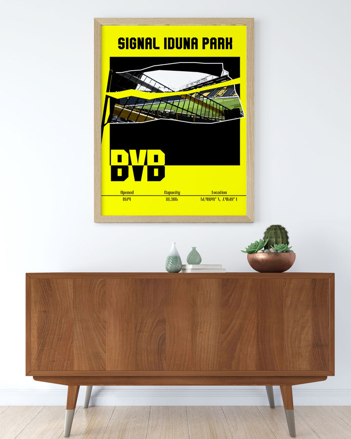 The Dortmund Poster showcases Marco Reus in action at Signal Iduna Park capturing the passion and energy of Dortmund football and the unforgettable moments created by stars like Karim Adeyemi