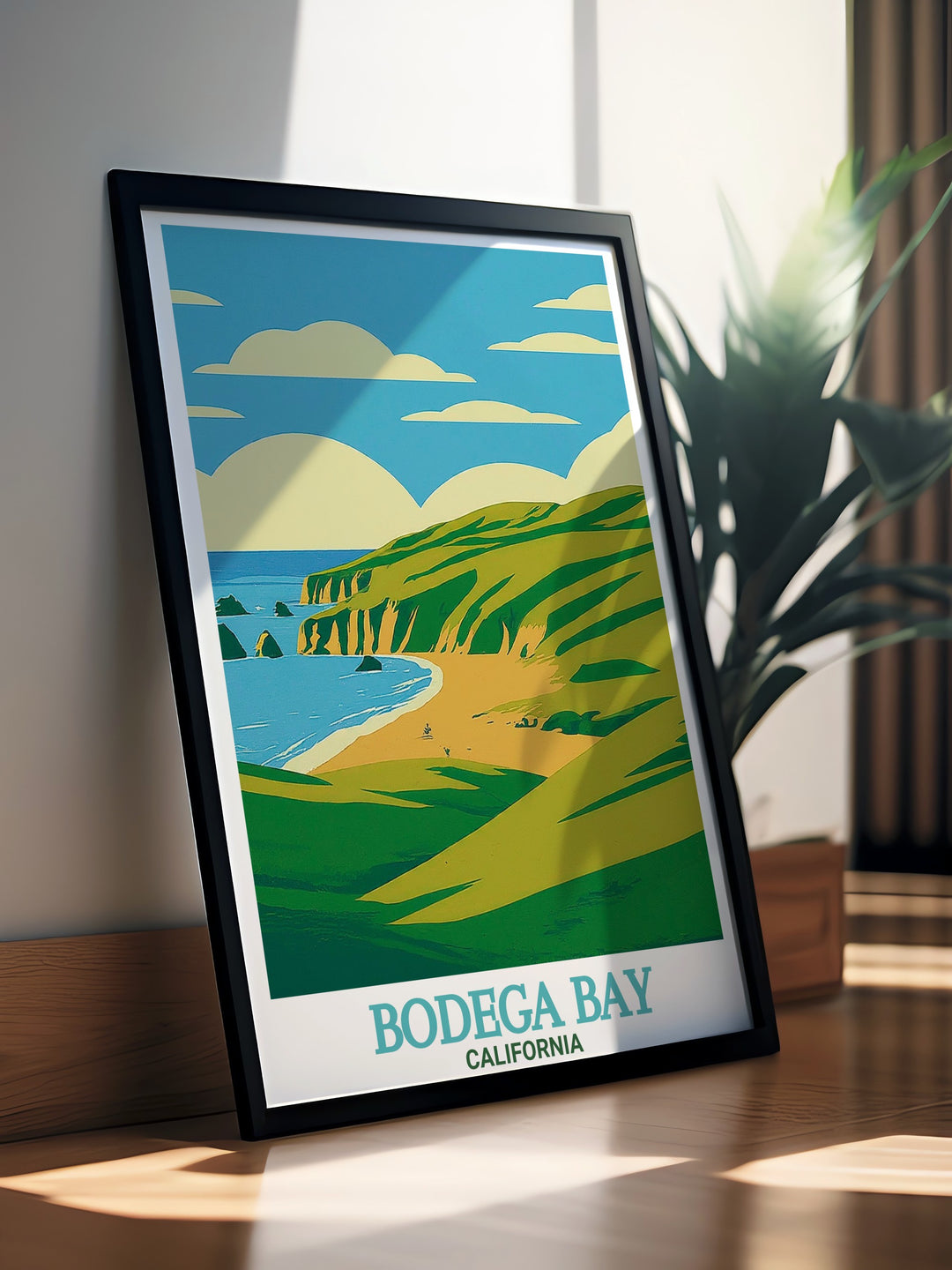 Bodega Bay painting capturing the vibrant colors and natural beauty of the coastal landscape at Doran Regional Park. A perfect addition to your home decor for those who appreciate the charm of California beaches.