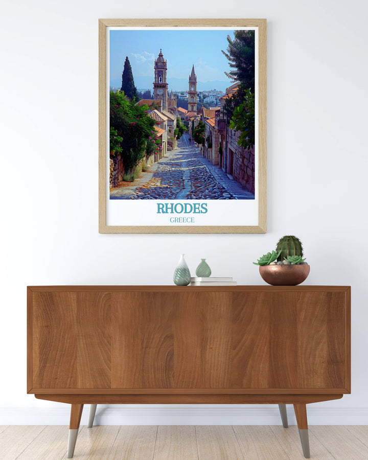 a painting of a city street with a clock tower in the background