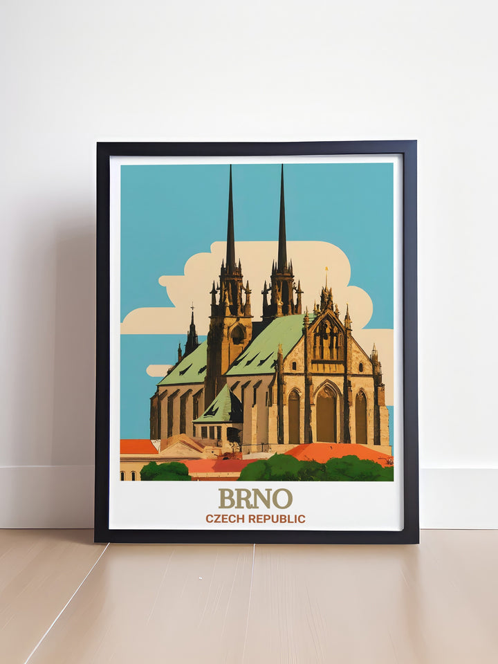 Stunning Brno print of the Cathedral of St. Peter and Paul ideal for Czech wall art print and Brno lover gift showcasing the citys beauty