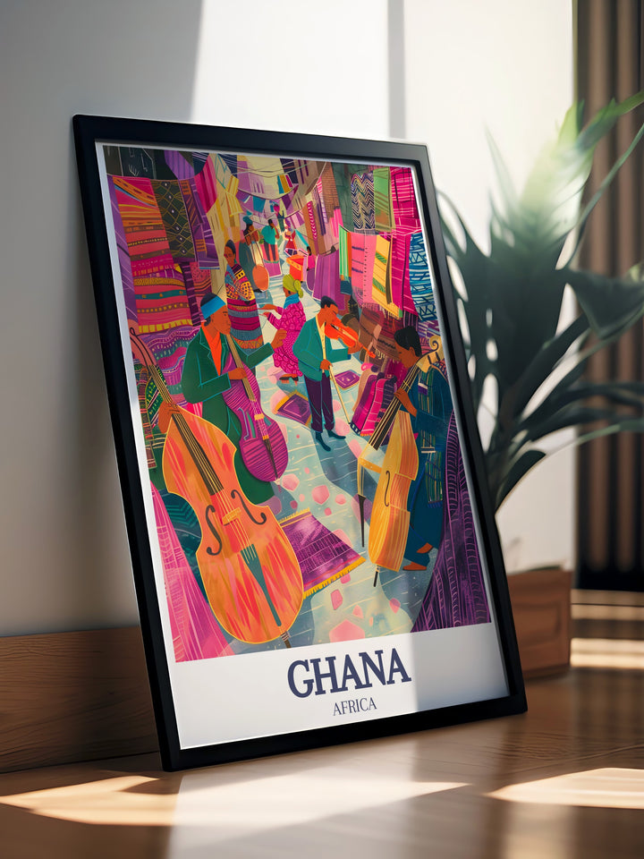 Celebrate the dynamic spirit of Accra with this stunning skyline poster print. Featuring Oxford Street, this artwork offers a bold, vibrant depiction of Ghanas capital and is perfect for any home or office décor.