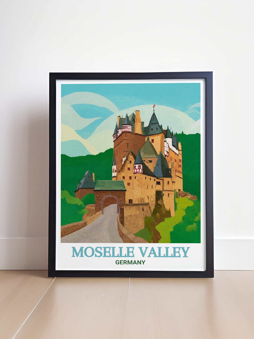 Burg Eltz artwork from the Moselle Valley brings the charm of Germany to your living space. Perfect for Germany decor this print highlights the beauty of the castle and surrounding landscape making it an excellent addition to any home.