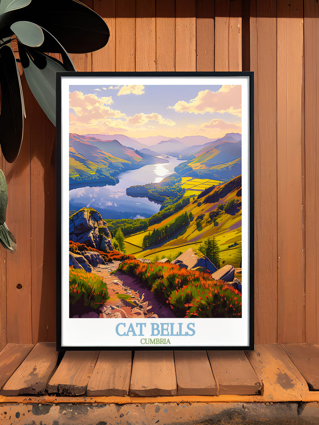 Cat Bells Summit framed print capturing the breathtaking views of the Lake District this artwork is perfect for UK home decor and makes a lovely addition to any wall decor collection ideal for nature enthusiasts and travelers.