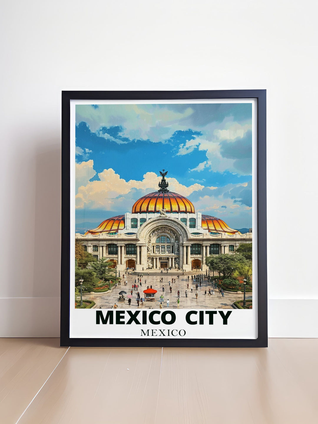 Elevate your home decor with our Palacio de Bellas Artes Modern prints showcasing the intricate details and vibrant colors of Mexico City bringing a piece of its charm right into your living space