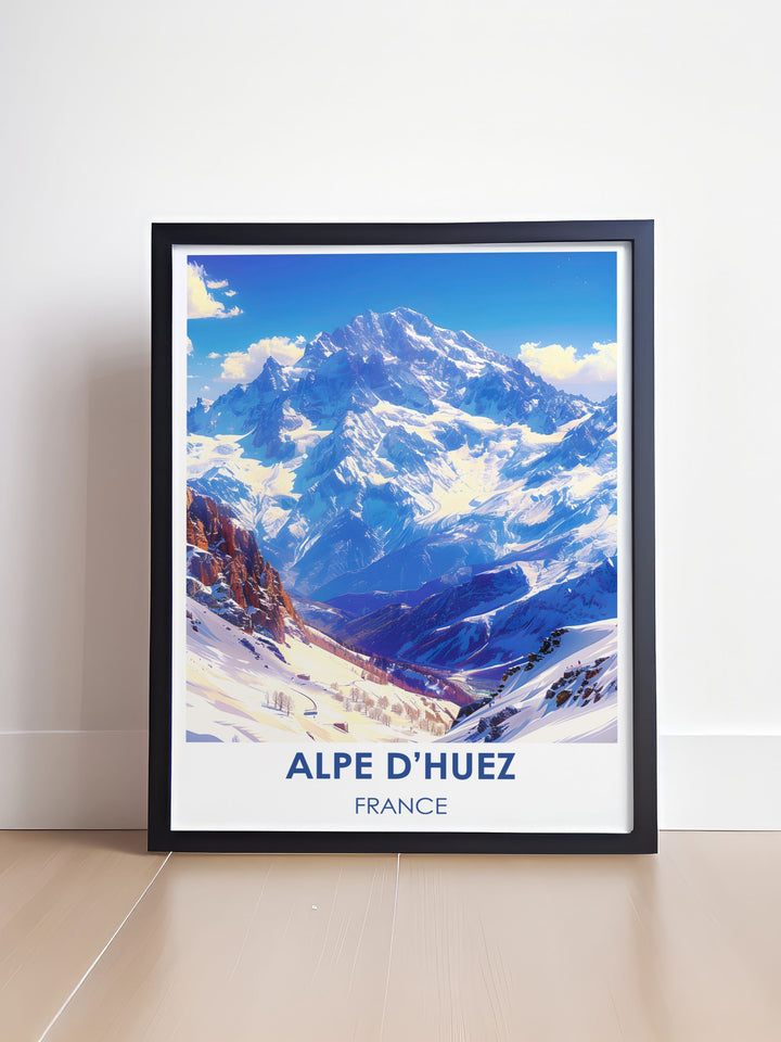 Home decor featuring the breathtaking view from Pic Blanc, captured in stunning detail, ideal for bringing the essence of the French Alps into your home.
