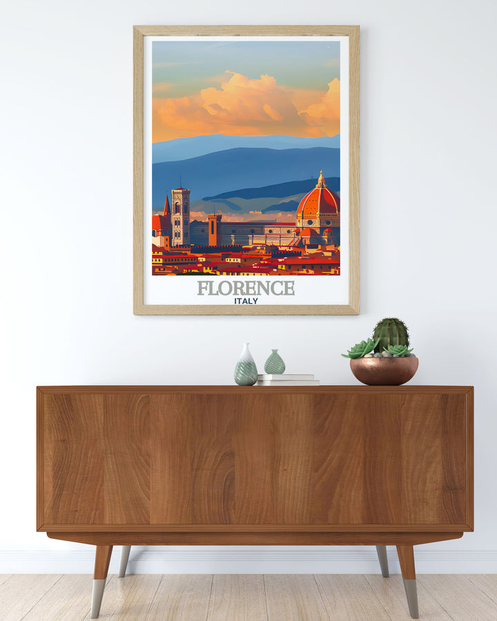 Florence Italy print featuring the Cathedral of Santa Maria del Fiore. This elegant piece of travel wall art highlights the architectural beauty of Italy and makes a stunning gift for lovers of Florence and Italian culture while adding sophistication to any space