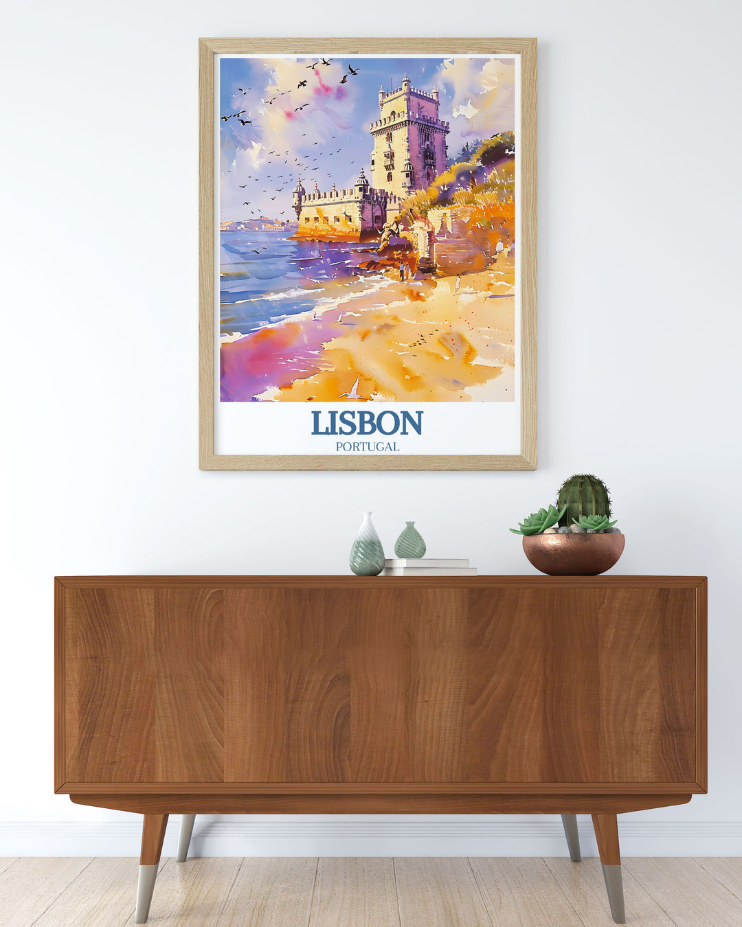 Explore the elegance of Portugal with our Minimal Poster of Belem Tower Tagus river a versatile piece of wall art that complements any decor style while highlighting the beauty of Lisbon