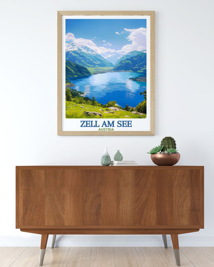 Lake Zell stunning print showcasing elegant winter landscapes perfect for sophisticated living room decor and celebrating the beauty of Austrias scenic lake