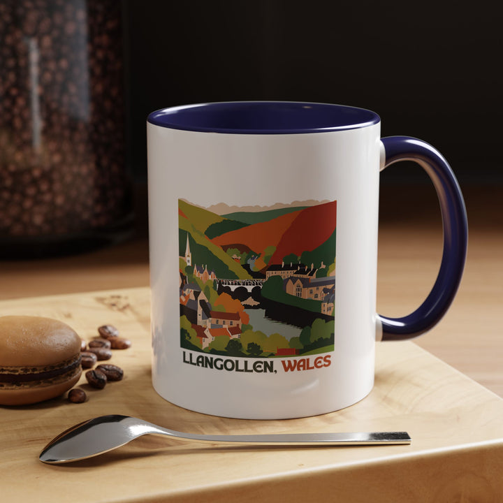 A beautifully designed Llangollen Wales mug featuring scenic artwork. Perfect for coffee or tea lovers, it captures the charm of Llangollen's heritage and landscapes. Durable and dishwasher-safe, this mug is a meaningful keepsake or gift for travelers and collectors.