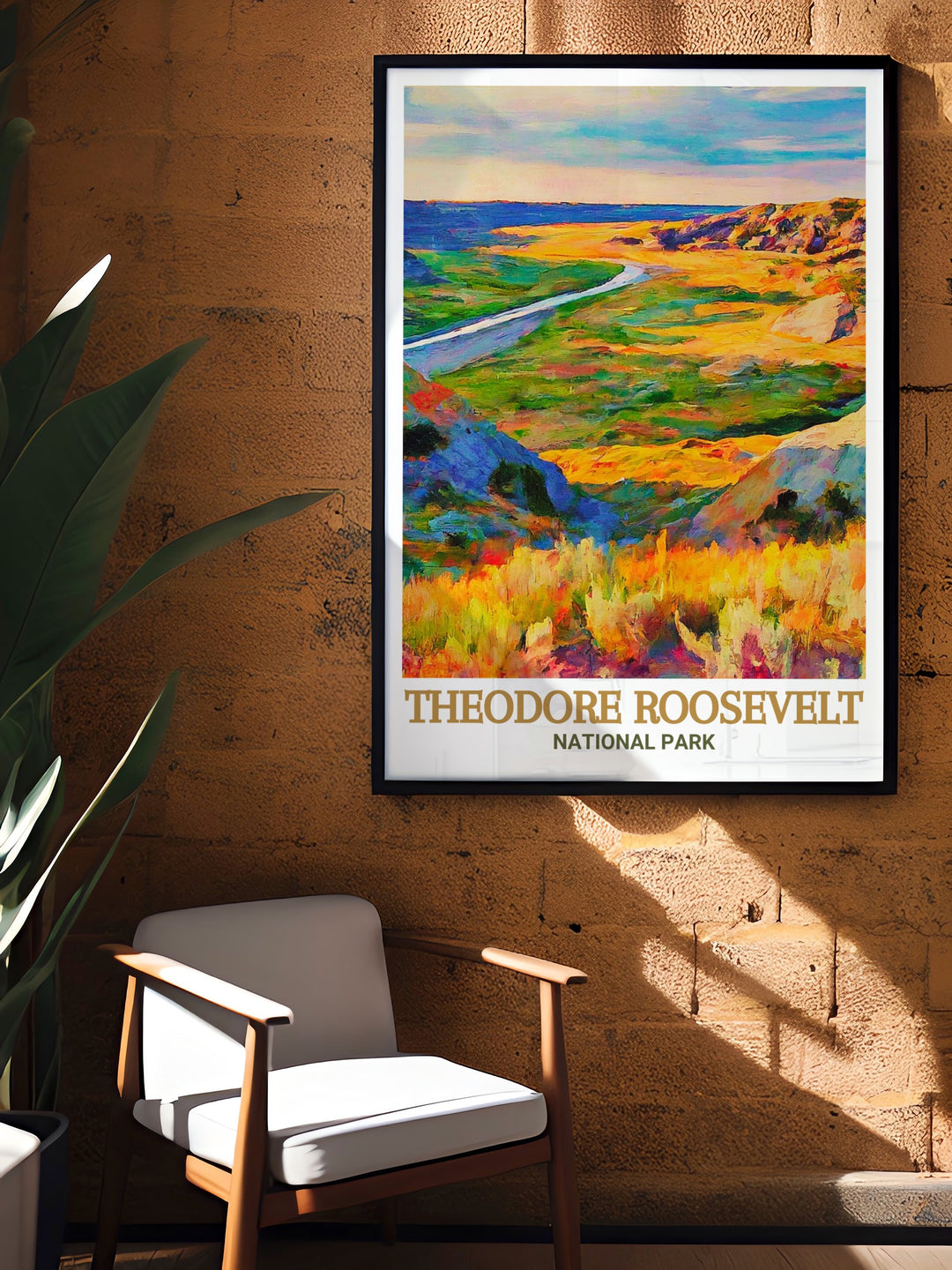 Wind Canyon Trail modern art print from Theodore Roosevelt National Park captures the essence of Americas natural beauty offering a perfect blend of elegance and adventure for your home decor ideal for nature lovers and art collectors.