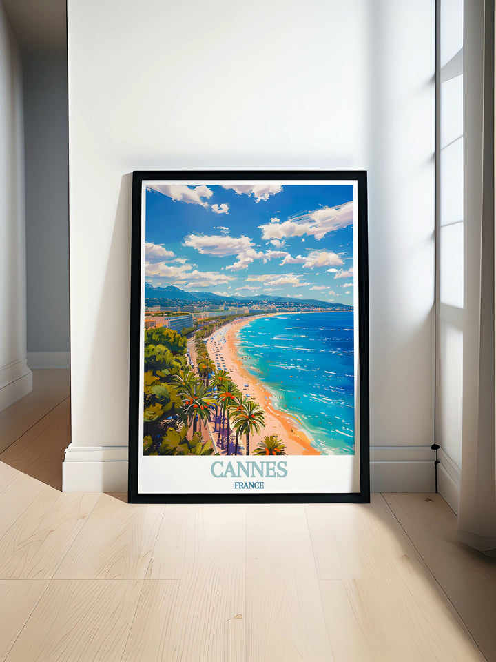 Beautiful La Croisette wall art showcasing the vibrant atmosphere of Cannes perfect for adding a touch of French elegance to any room this France travel print captures the essence of one of the most iconic boulevards in the world a must have for any art lover