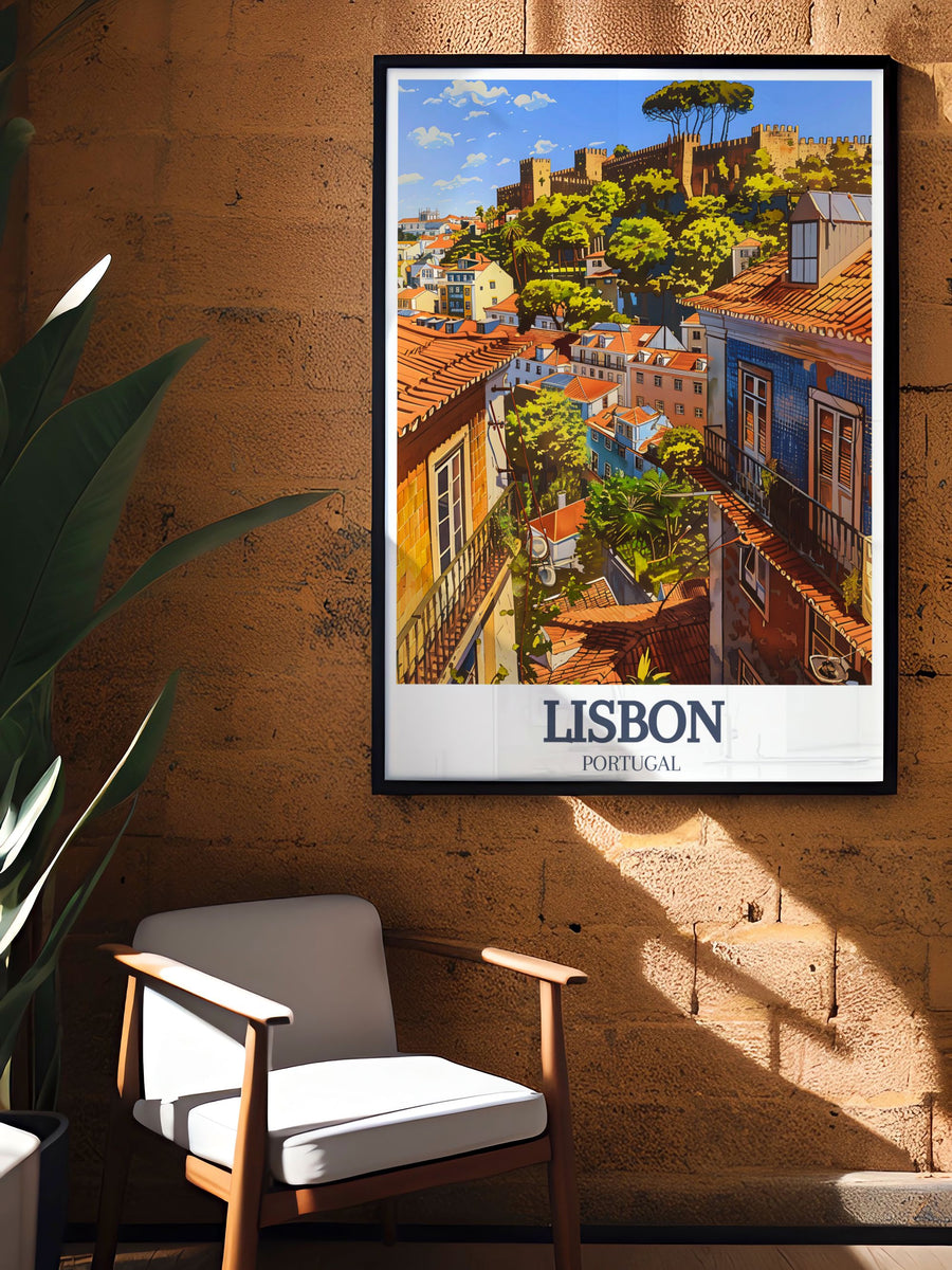 Bring the beauty of Lisbon into your home with Alfama District and Sao Jorge Castle Stunning Prints. These Portugal Wall Art pieces are perfect for those who love travel and want to add a sophisticated touch to their decor.