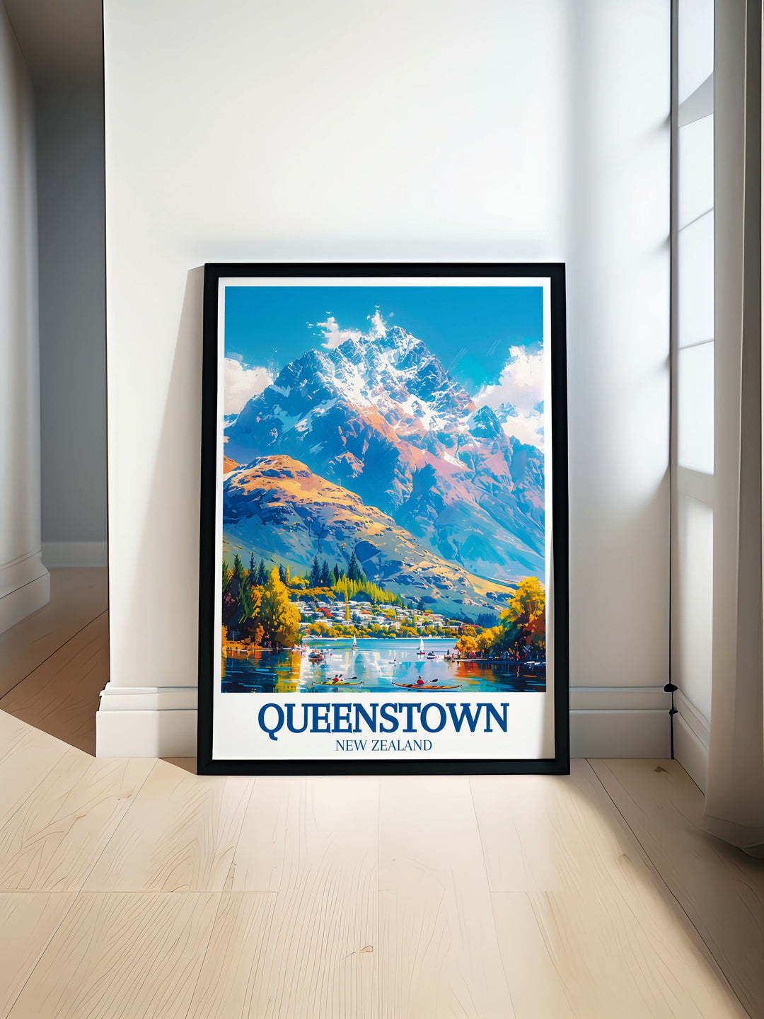 Queenstown print showcasing the stunning beauty of The Remarkables Lake Wakatipu in a black and white fine line print perfect for home or office decor ideal for gifts such as anniversary birthday or Christmas featuring detailed city print and botanical garden scenes