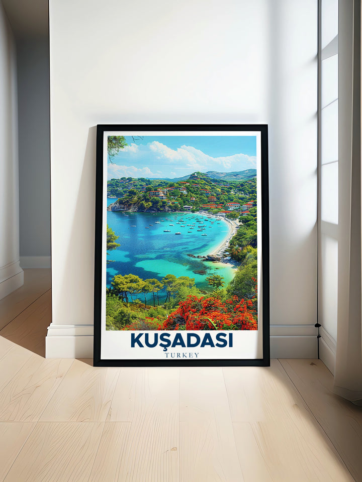 Pegion Island poster print showcasing the serene beauty of Turkeys coastline. Add this stunning Turkey wall art to your home decor. Perfect for anyone seeking modern Turkey travel art to enhance their living space or as a meaningful travel gift.