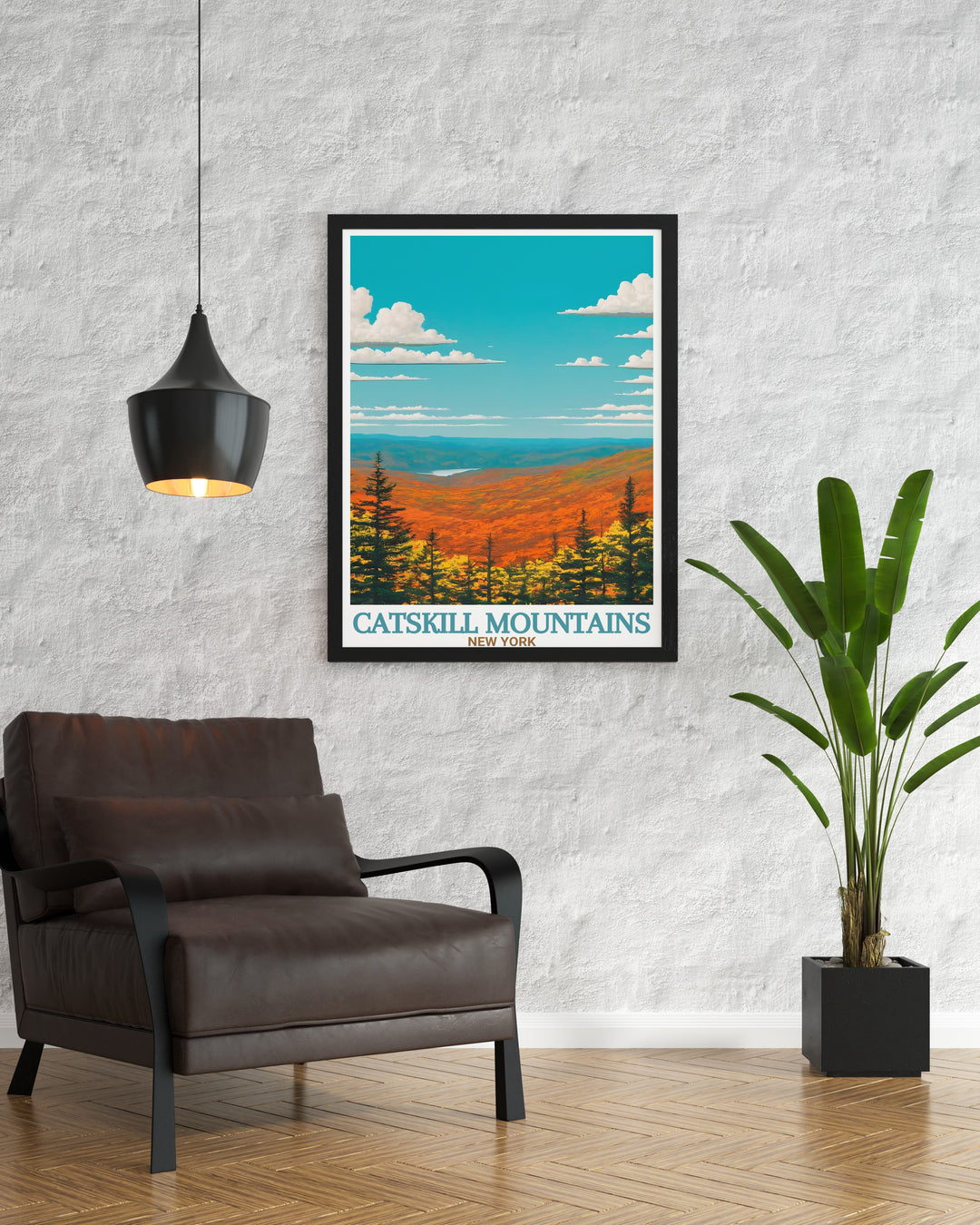 Catskill Park framed prints bring the serene landscapes of New York into your home. This Catskill Mountains travel poster is ideal for anyone looking to elevate their wall art collection with a stunning nature inspired New York print.