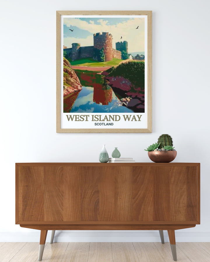 Rothesay Castle Poster highlighting the grandeur of Scottish landmarks with a vintage touch perfect for enhancing any living space with historical charm