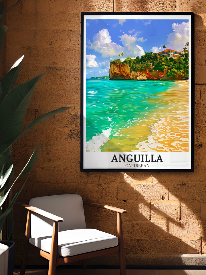 Caribbean Poster showcasing Meads Bay Meads Bay Beach is a beautiful piece of art that highlights the tranquility of Anguillas coastline perfect for enhancing your home with Caribbean vibes or gifting to someone who loves tropical destinations