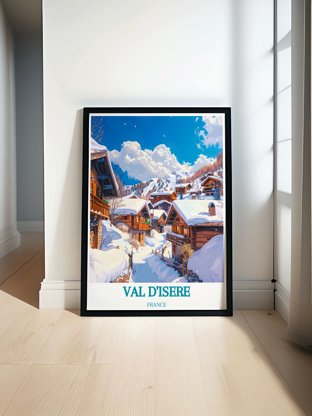 Discover the historical depth of Val dIsere with this vibrant art print, featuring the picturesque streets of its Old Town.